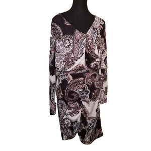 VENUS Career Casual Party Paisley Long Slv V-neck Elastic Waist Multicolor Sz M